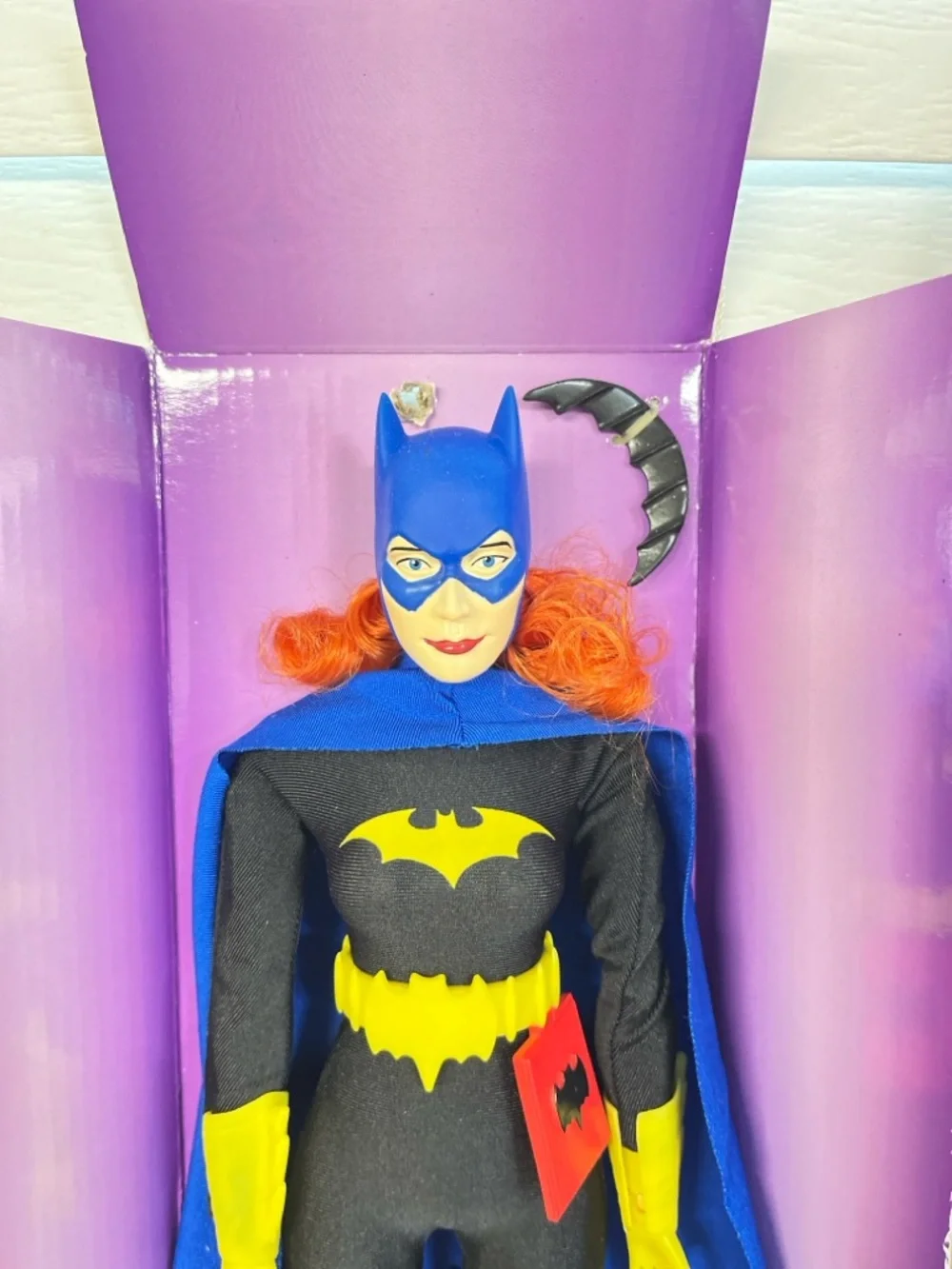 Batgirl Collectible Action Figure- doll like new doll strapped on backboard.